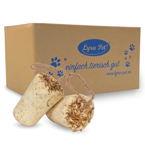 Lyra Pet® | 3 x 12 STK. Fettriegel mit Mehlwürmern | Proteinreiches Vogelfutter für Sommer & Winter | Premium Erdnussbutterriegel | Fettreicher Energiespender für Wildvögel | Biologisch Abbaubar von Lyra Pet