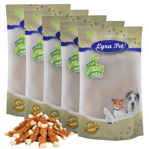 Lyra Pet® 5 kg Calciumknochen mit Hühnerbruststreifen Hundefutter Snack fettarm schonend getrocknet getrocknet Leckerli Kausnack Kauartikel für Hunde Kauspaß von Lyra Pet