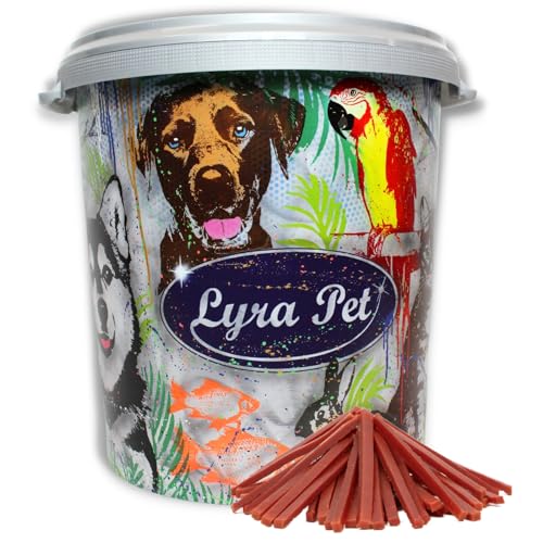 Lyra Pet® 5 kg Entenbruststreifen Kausnack Hundefutter fettarm schonend getrocknet Hund Kauartikel Kauspaß in 30 L Tonne von Lyra Pet