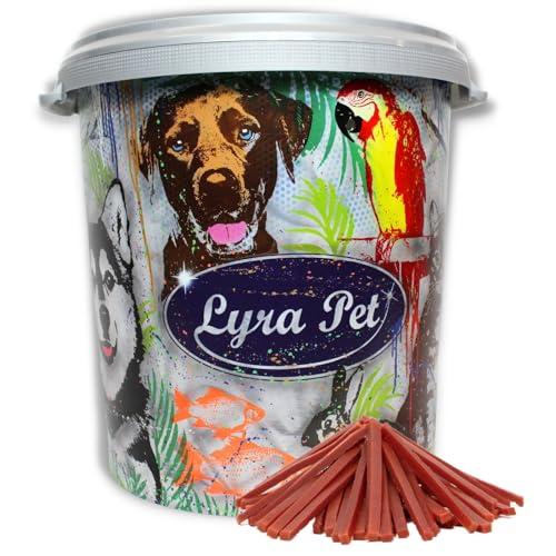 Lyra Pet® 5 kg Entenbruststreifen Kausnack Hundefutter fettarm schonend getrocknet Hund Kauartikel Kauspaß in 30 L Tonne von Lyra Pet