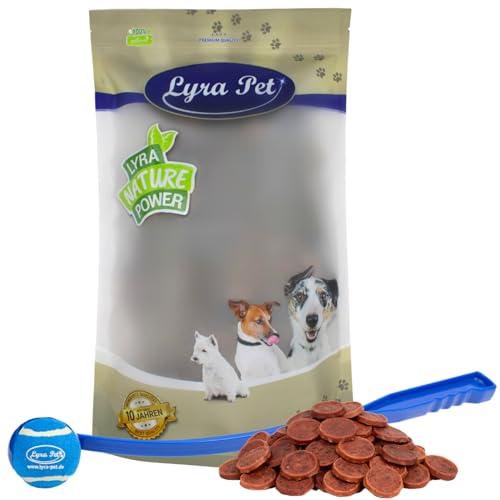 Lyra Pet® 5 kg Entenchips Hundefutter Snack fettarm schonend getrocknet getrocknet Leckerli Kausnack Kauartikel für Hunde Kauspaß + Ballschleuder von Lyra Pet