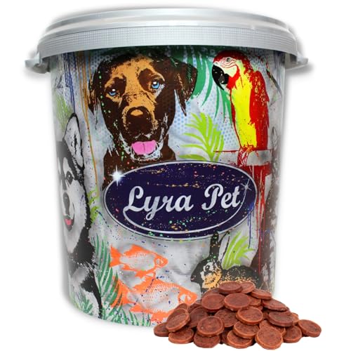 Lyra Pet® 5 kg Entenchips Hundefutter Snack fettarm schonend getrocknet getrocknet Leckerli Kausnack Kauartikel für Hunde Kauspaß in 30 L Tonne von Lyra Pet