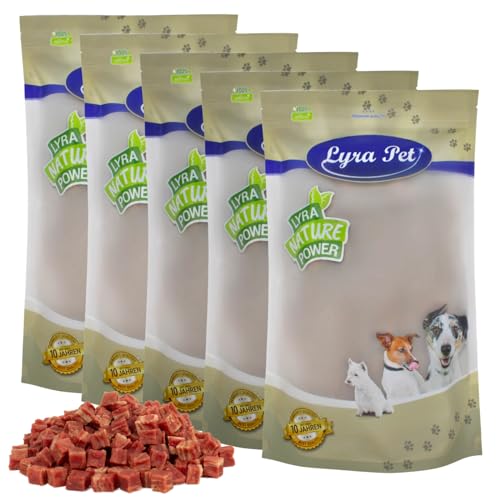 Lyra Pet® 5 kg Entenfleischwürfel mit Fisch Hundefutter Snack fettarm schonend getrocknet Leckerli Kausnack Kauartikel für Hunde Kauspaß von Lyra Pet