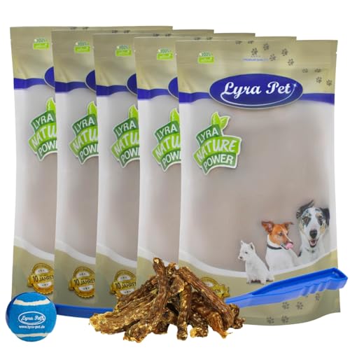 Lyra Pet® 5 kg Entenhälse getrocknet Kausnack Genuss Ente Huhn + Ballschleuder von Lyra Pet