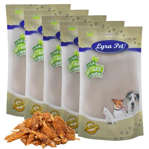 Lyra Pet® 5 kg Hühner Wrap mit Fisch Hundefutter Snack fettarm schonend getrocknet Leckerli Kausnack Kauartikel für Hunde Kauspaß von Lyra Pet