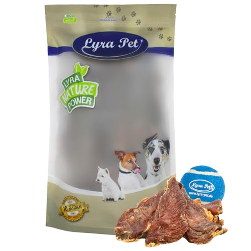 Lyra Pet® 5 kg Hühnerbrustfilet getrocknet Hundefutter fettarm Kausnack +Tennis Ball von Lyra Pet