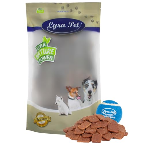 Lyra Pet® 5 kg Hühnerbrustwürfel Kausnack Hundefutter fettarm schonend getrocknet Hund Kauartikel Kauspaß + Tennis Ball von Lyra Pet