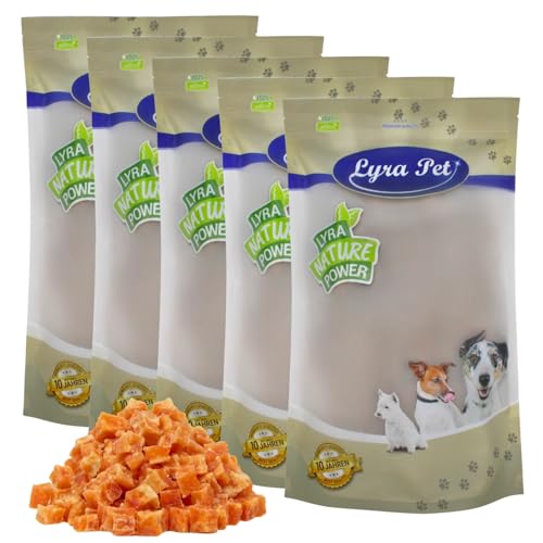 Lyra Pet® 5 kg Hühnerfleischwürfel mit Fisch Hundefutter Snack fettarm schonend getrocknet Leckerli Kausnack Kauartikel für Hunde Kauspaß von Lyra Pet