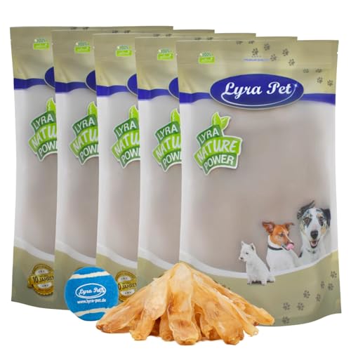 Lyra Pet® 5 kg Kaninchenohren Hasenohren luftgetrocknet Hundefutter + Tennis Ball von Lyra Pet