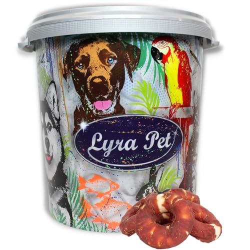 Lyra Pet® 5 kg Kauringe mit Entenbruststreifen Hundefutter Snack fettarm schonend getrocknet getrocknet Leckerli Kausnack Kauartikel für Hunde Kauspaß in 30 L Tonne von Lyra Pet