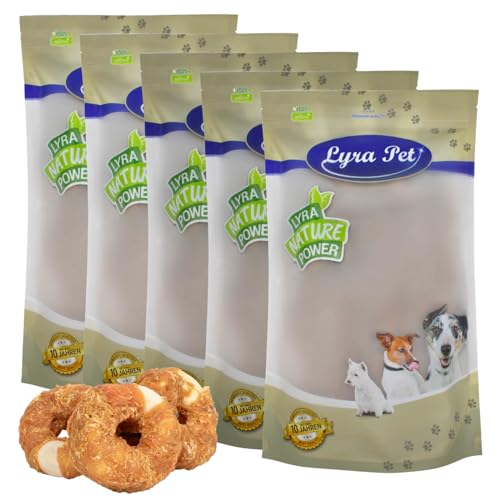 Lyra Pet® 5 kg Kauringe mit Hühnerbruststreifen Hundefutter Snack fettarm schonend getrocknet getrocknet Leckerli Kausnack Kauartikel für Hunde Kauspaß von Lyra Pet