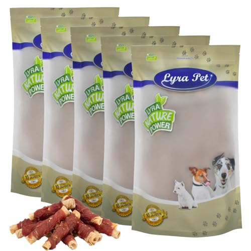 Lyra Pet® 5 kg Kaurollen mit Entenbrust Natur | Kausnack zahnreinigend | Leckerli für alle Hunde | Kaugenuss aus Rind & Ente | Fettarmes Hundefutter | Gut bekömmlich | Wiederverschließbar von Lyra Pet