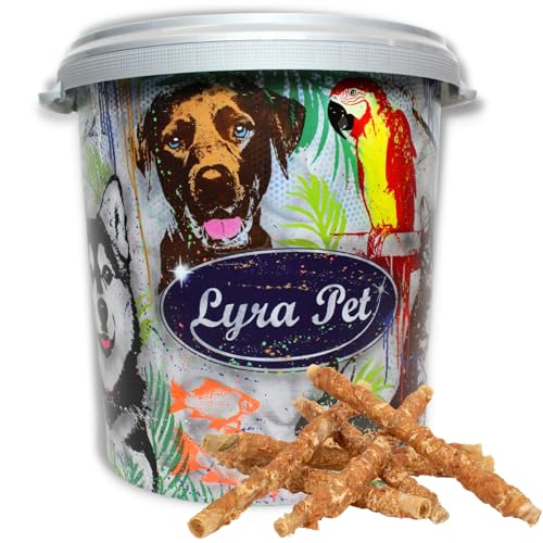 Lyra Pet® 5 kg Kaurollen mit Hühnerbrust ca. 34 cm Hundefutter Snack fettarm schonend getrocknet getrocknet Leckerli Kausnack Kauartikel für Hunde Kauspaß in 30 L Tonne von Lyra Pet