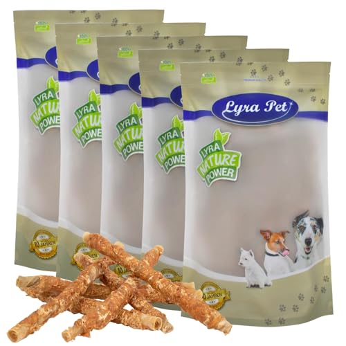 Lyra Pet® 5 kg Kaurollen mit Hühnerbrust ca. 34 cm Hundefutter Snack fettarm schonend getrocknet getrocknet Leckerli Kausnack Kauartikel für Hunde Kauspaß von Lyra Pet