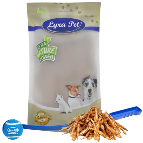 Lyra Pet® 5 kg Kleine Fische getrocknet Trockenfisch Hundefutter Snack fettarm schonend getrocknet Trockenfisch Leckerli Kausnack Kauartikel für Hunde Kauspaß + Ballschleuder von Lyra Pet