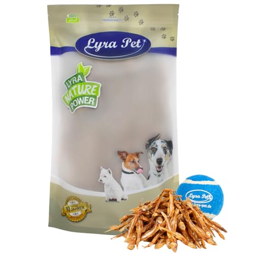 Lyra Pet® 5 kg Kleine Fische getrocknet Trockenfisch Hundefutter Snack fettarm schonend getrocknet Trockenfisch Leckerli Kausnack Kauartikel für Hunde Kauspaß + Tennis Ball von Lyra Pet