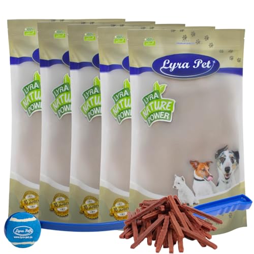 Lyra Pet® 5 kg Lammdörrfleisch Hundefutter Snack fettarm schonend getrocknet getrocknet Leckerli Kausnack Kauartikel für Hunde Kauspaß + Ballschleuder von Lyra Pet