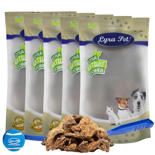 Lyra Pet® 5 kg Lammlunge getrocknet Kauartikel Hundefutter wie Rinderlunge Kausnack Leckerli zahnpflegend fettarm + Ballschleuder von Lyra Pet