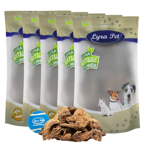 Lyra Pet® 5 kg Lammlunge getrocknet Kauartikel Hundefutter wie Rinderlunge Kausnack Leckerli zahnpflegend fettarm + Tennis Ball von Lyra Pet