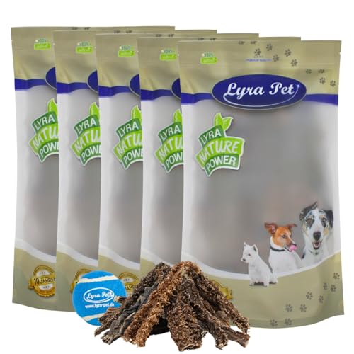 Lyra Pet® 5 kg Lammpansen Kausnack Hundefutter Lamm Pansen Leckerli Belohnung Kauartikel + Tennis Ball von Lyra Pet
