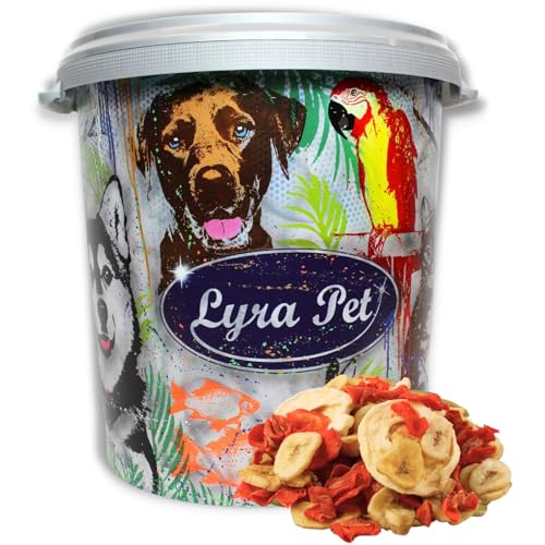 Lyra Pet® 5 kg Obst-Gemüse-Mix getrocknet in 30 L Tonne | Bananen, Äpfel & Karotten | Reich an Vitaminen | Einzelfutter für Vögel, Nager, Pferde & Reptilien | Natürliches Futter als Ergänzung von Lyra Pet