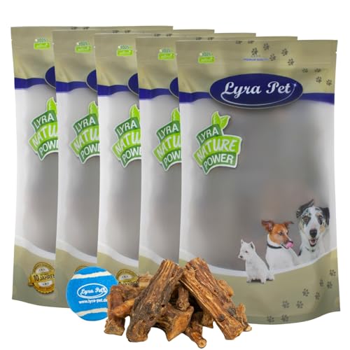 Lyra Pet® 5 kg Ochsenschwanz 1-7 cm getrocknet Kauartikel Kausnack Hundefutter Leckerli Rind Hund + Tennis Ball von Lyra Pet