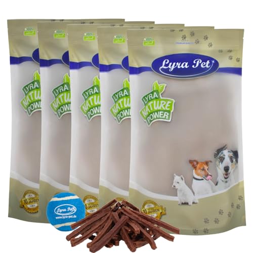 Lyra Pet® 5 kg Pferdedörrfleisch Hundefutter Snack fettarm schonend getrocknet getrocknet Leckerli Kausnack Kauartikel für Hunde Kauspaß + Tennis Ball von Lyra Pet