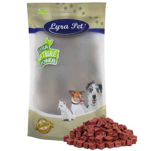 Lyra Pet® 5 kg Pferdefleischwürfel Hundefutter Snack fettarm schonend getrocknet getrocknet Leckerli Kausnack Kauartikel für Hunde Kauspaß von Lyra Pet