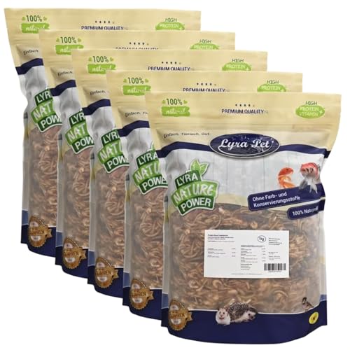 Lyra Pet® 5 kg Protein Boost Insekten Mix getrocknet | Reich an Proteinen & Ballaststoffen | Grashüpfer, Mehlwürmer & Shrimps | Natürliches Futter für Vögel, Nager, Fische & Reptilien von Lyra Pet