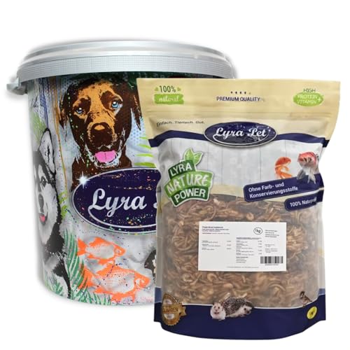 Lyra Pet® 5 kg Protein Boost Insekten Mix getrocknet in 30 L Tonne | Reich an Proteinen & Ballaststoffen | Grashüpfer, Mehlwürmer & Shrimps | Natürliches Futter für Vögel, Nager, Fische & Reptilien von Lyra Pet