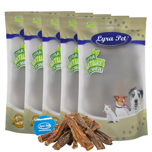 Lyra Pet® 5 kg Rinderdörrfleisch Kauartikel Dörrfleisch Kausnack Rind + Tennis Ball von Lyra Pet