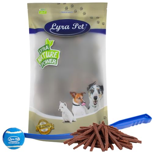 Lyra Pet® 5 kg Rinderdörrfleisch Sticks Hundefutter Snack fettarm schonend getrocknet getrocknet Leckerli Kausnack Kauartikel für Hunde Kauspaß + Ballschleuder von Lyra Pet