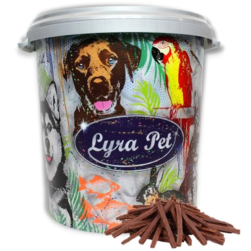 Lyra Pet® 5 kg Rinderdörrfleisch Sticks Hundefutter Snack fettarm schonend getrocknet getrocknet Leckerli Kausnack Kauartikel für Hunde Kauspaß in 30 L Tonne von Lyra Pet