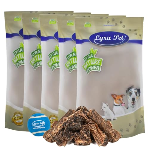Lyra Pet® 5 kg Rindereuter getrocknet Euter Kaustreifen Snack Leckerli + Tennis Ball von Lyra Pet