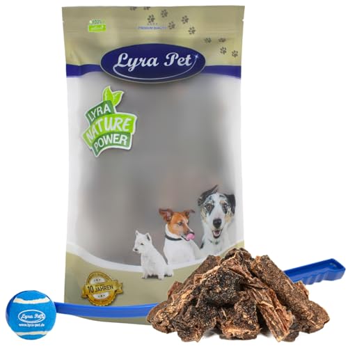 Lyra Pet® 5 kg Rindereuter getrocknet Rind Kaustreifen Leckerli + Ballschleuder von Lyra Pet