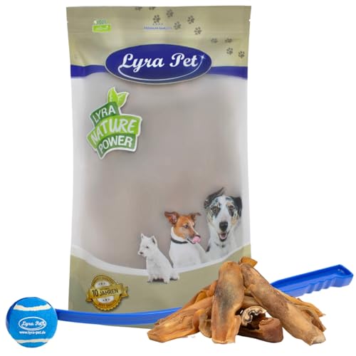 Lyra Pet® 5 kg Rinderkopfhaut Goldbraun Kaustreifen Hundefutter + Ballschleuder von Lyra Pet