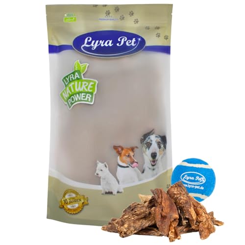 Lyra Pet® 5 kg Rinderlunge getrocknet fettarm Hundefutter Belohnung + Tennis Ball von Lyra Pet