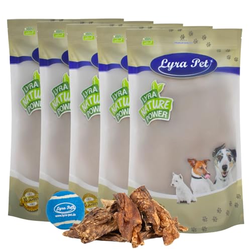 Lyra Pet® 5 kg Rinderlunge getrocknet fettarm Hundefutter Belohnung + Tennis Ball von Lyra Pet