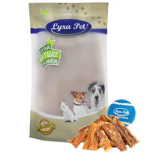 Lyra Pet® 5 kg Rindernackensehnen 1-7 cm getrocknet Hundefutter Kauartikel Kausnack Leckerli Rind Hund + Tennis Ball von Lyra Pet