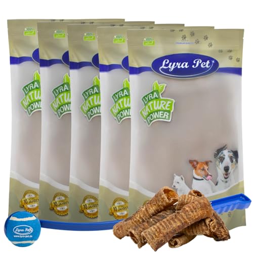 Lyra Pet® 5 kg Rinderstrossen ca. 12-15 cm lang Kaustange Hund + Ballschleuder von Lyra Pet