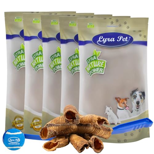 Lyra Pet® 5 kg Rinderstrossen ca. 30 cm Trachea Luftröhre Kausnack + Ballschleuder von Lyra Pet