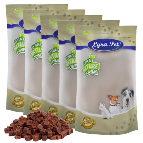 Lyra Pet® 5 kg Rindfleischwürfel Hundefutter Snack fettarm schonend getrocknet getrocknet Leckerli Kausnack Kauartikel für Hunde Kauspaß von Lyra Pet