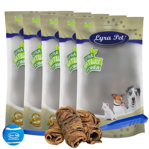 Lyra Pet® 5 kg Wraps aus Rinderlunge und Strossen Kausnack Hund + Ballschleuder von Lyra Pet