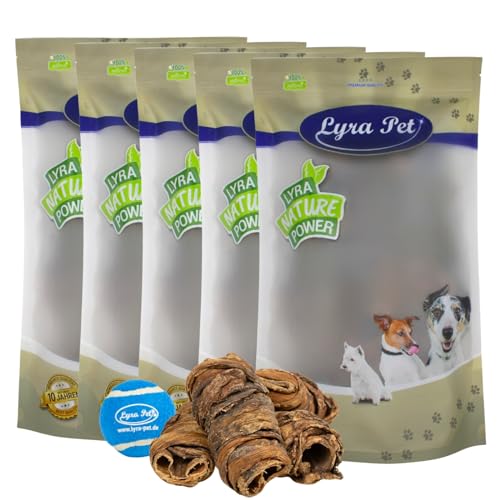 Lyra Pet® 5 kg Wraps aus Rinderlunge und Strossen Kausnack Hund + Tennis Ball von Lyra Pet