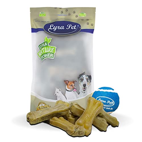 Lyra Pet® 50 Kauknochen ca. 10 cm ca. 38 g Rinderhaut Leckerli Futter + Tennis Ball von Lyra Pet