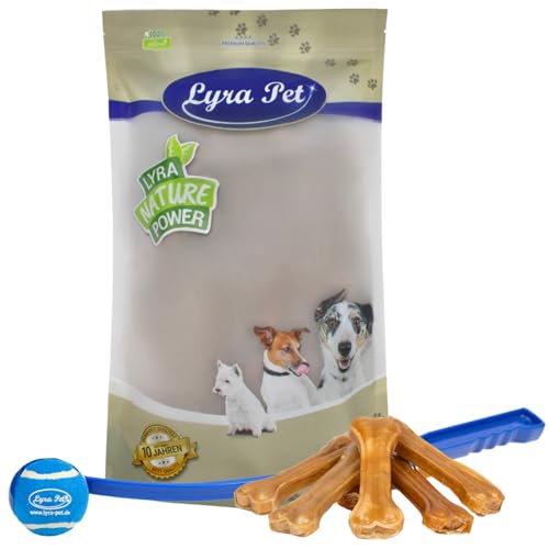 Lyra Pet® 50 Kauknochen ca. 16 cm ca. 90 g Rinderhaut Zahnpflege + Ballschleuder von Lyra Pet