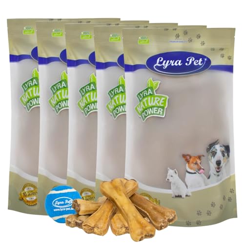 Lyra Pet® 50 Kauknochen gefüllt mit Rinderpansen ca. 15 cm Kausnack + Tennis Ball von Lyra Pet