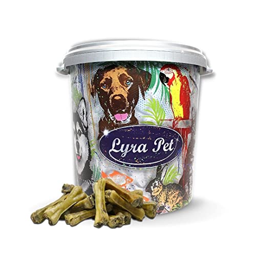 Lyra Pet® 50 Stück Kauknochen mit Rinder Pansen gefüllt ca. 15 cm Kausnack Kauartikel Rohleder Rinderhaut Hund + 30 L Tonne von Lyra Pet
