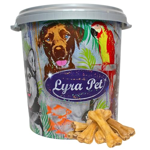 Lyra Pet® 50 Stück Kauknochen mit Rinder Pansen gefüllt ca. 15 cm Kausnack Kauartikel Rohleder Rinderhaut Hund + 30 L Tonne von Lyra Pet