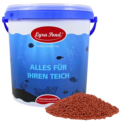 Lyra Pond® 10 L Pond Colour Astax Pellets im Eimer | Für Leuchtende Farben | Proteinreiches Fischfutter mit Astaxanthin | Leicht verdauliches Teichfutter | Artgerechte Zusammensetzung für Teichfische von Lyra Pet